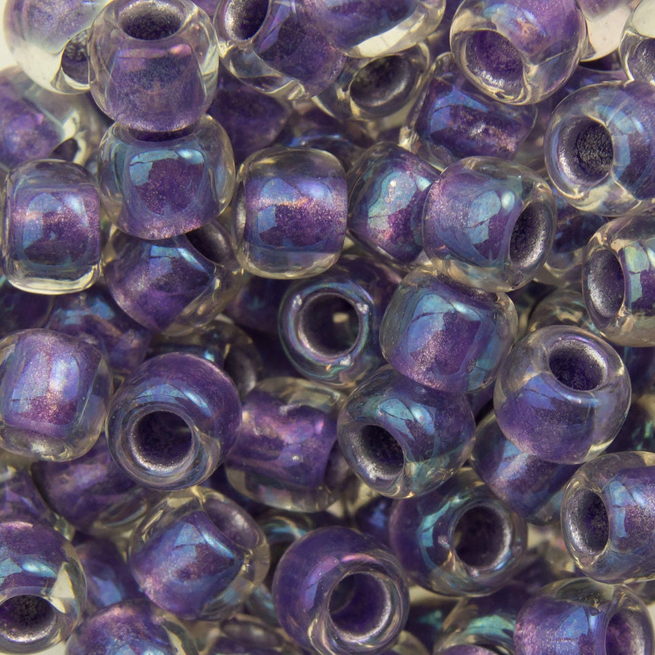 6/0 TOHO ROUND Inside Color Rainbow Crystal / Metallic Purple Lined Seed Bead (8g)