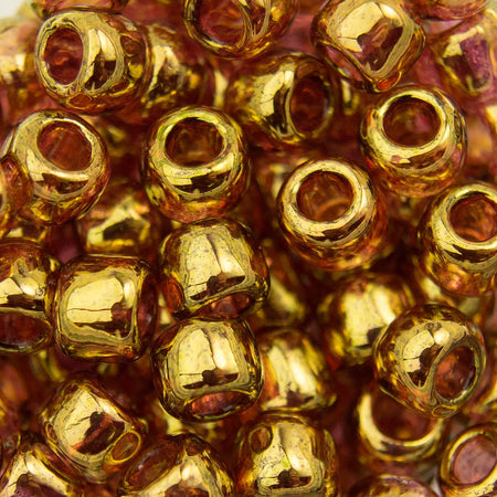 6/0 TOHO ROUND Gold Lustered Transparent Pink Seed Bead (8g)