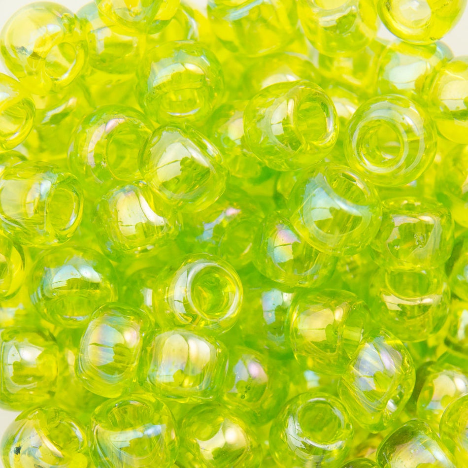 6/0 TOHO ROUND Transparent Rainbow Lime Green Seed Bead (8g)