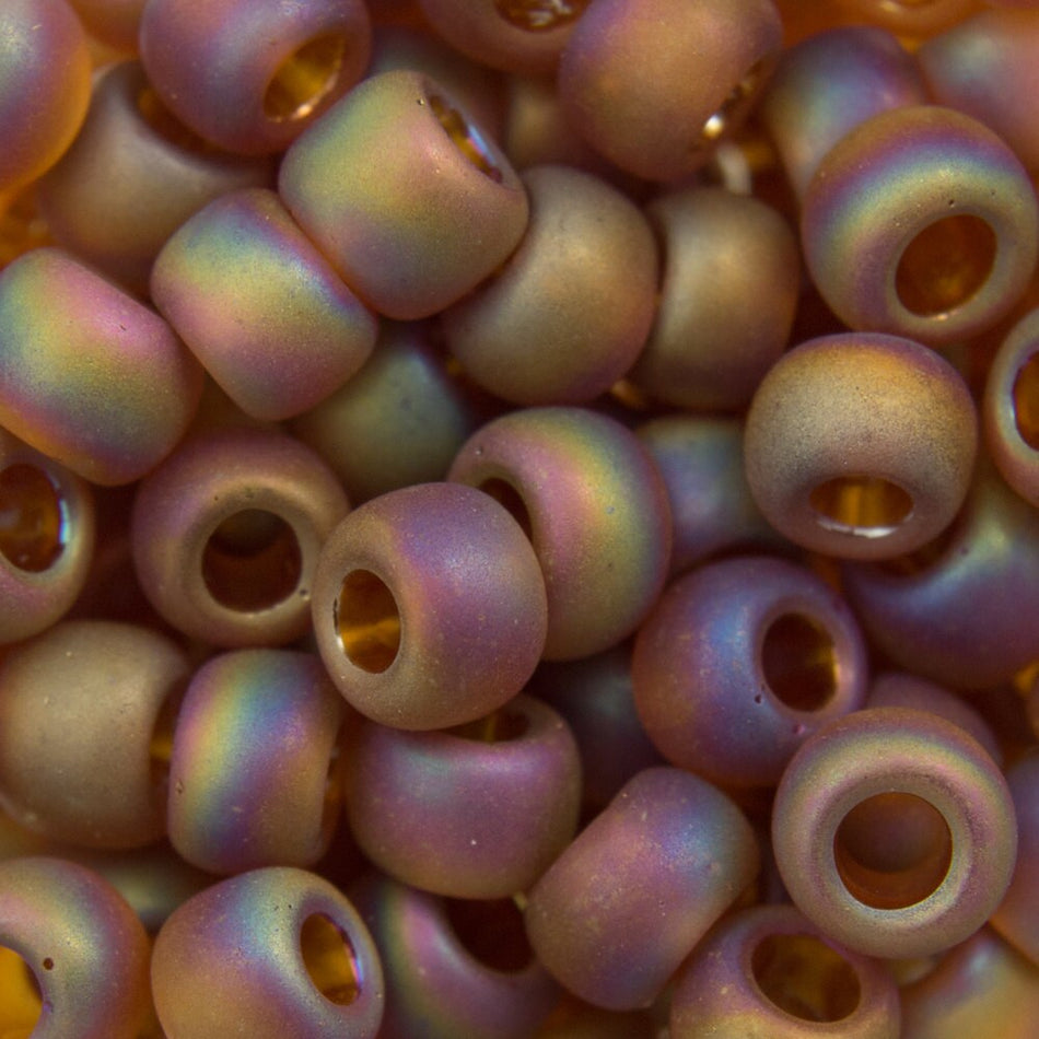 6/0 TOHO ROUND Transparent Rainbow Frosted Smoky Topaz Seed Bead (8g)