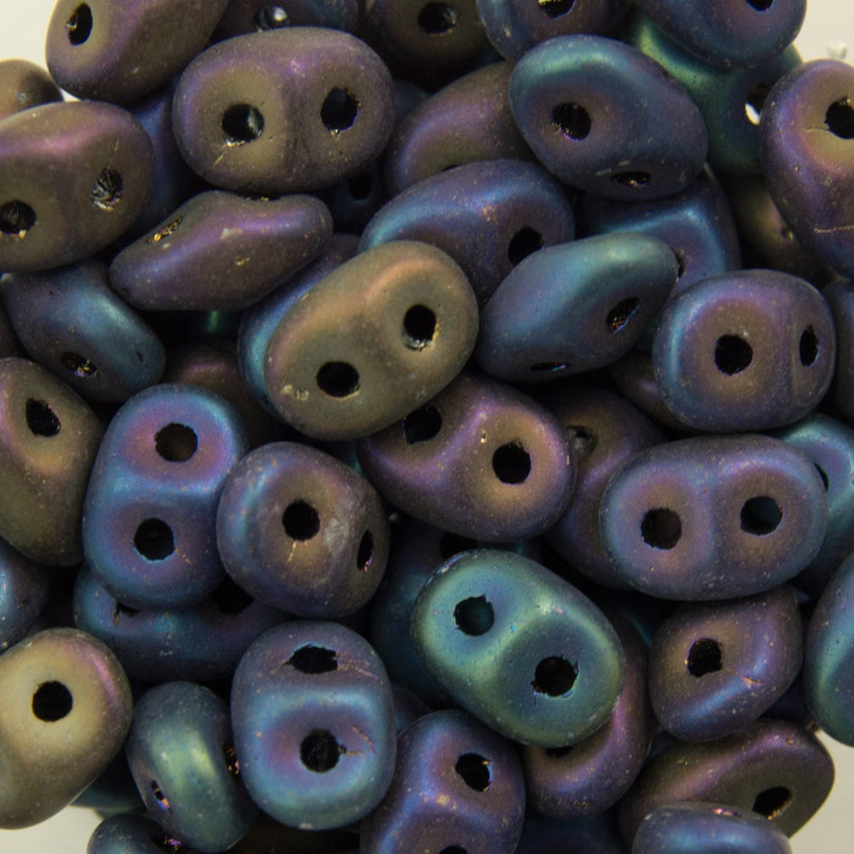 2/5MM MATUBO SUPERDUO Matte Iris Blue Beads