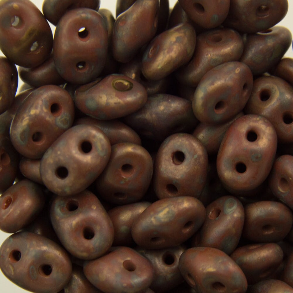 2/5MM MATUBO SUPERDUO Umber Copper Picasso Beads