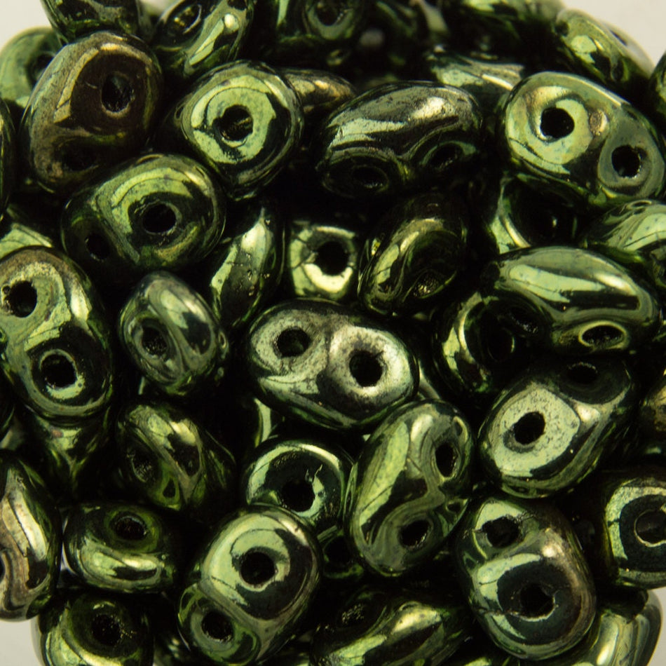 2/5MM MATUBO SUPERDUO Metallic Green Beads