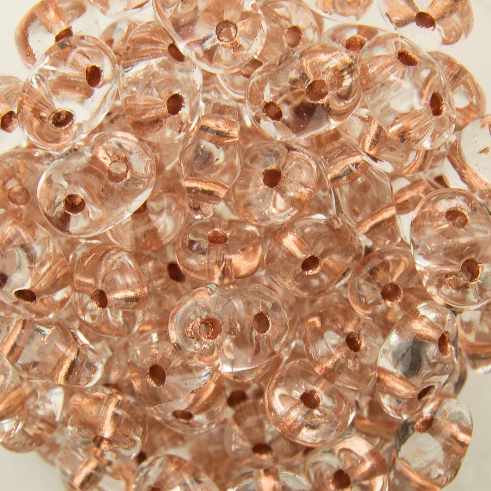 2/5MM MATUBO SUPERDUO Crystal / Copper Line Beads