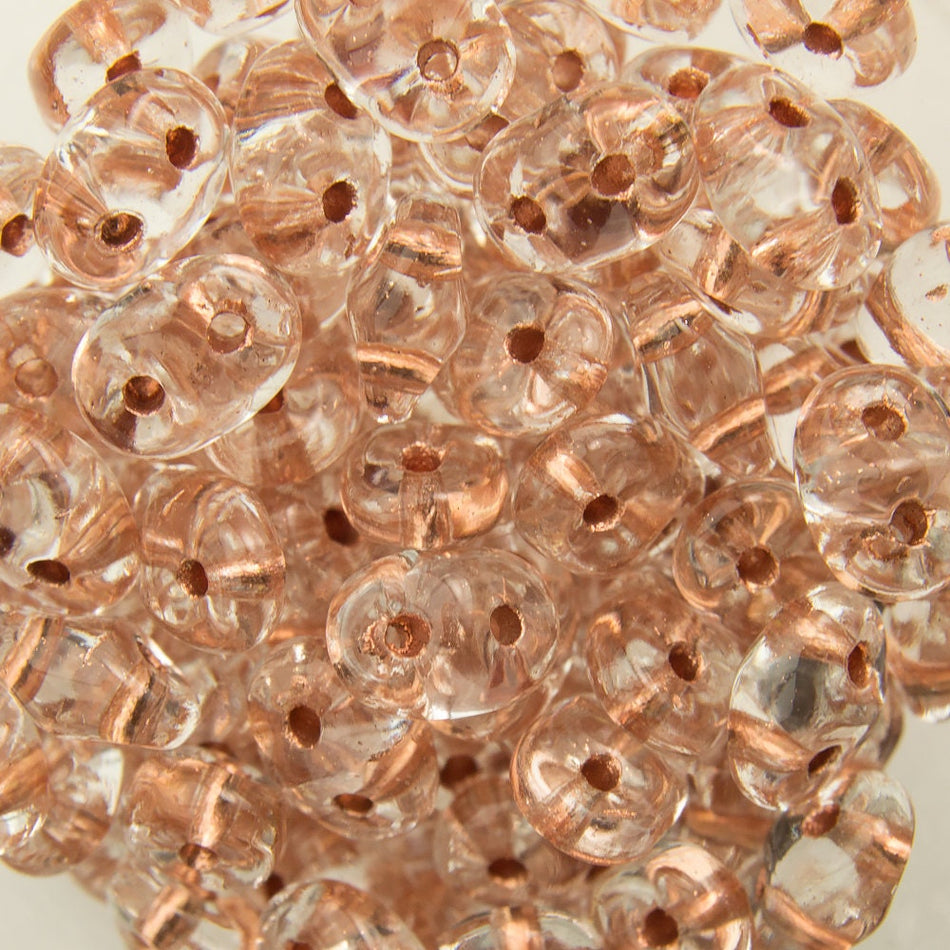 2/5MM MATUBO SUPERDUO Crystal / Copper Line Beads