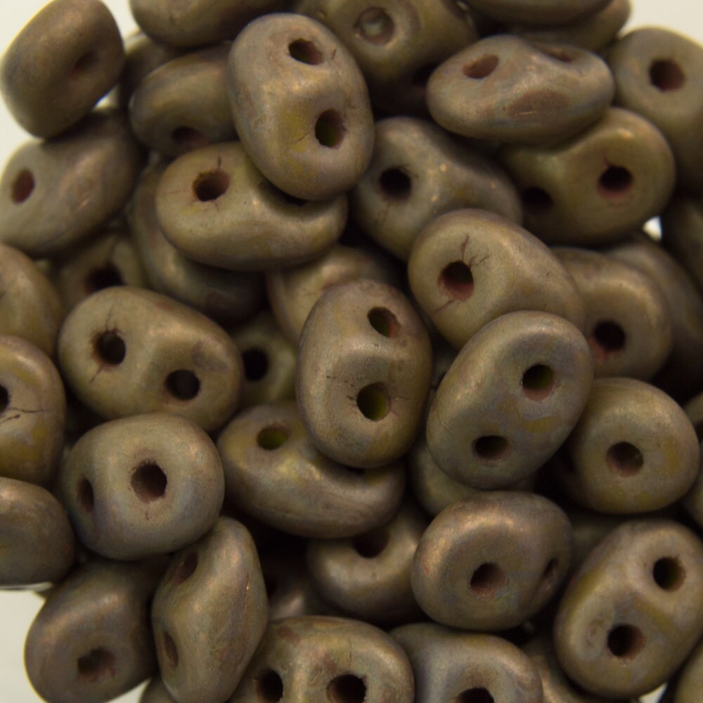 2/5MM MATUBO SUPERDUO Opaque Olive Copper Picasso Beads