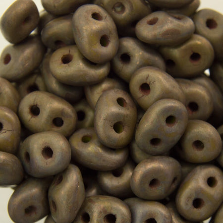 2/5MM MATUBO SUPERDUO Opaque Olive Copper Picasso Beads
