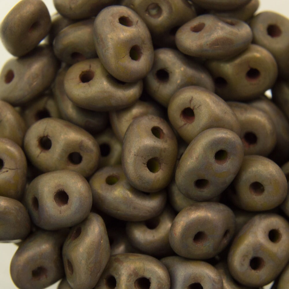2/5MM MATUBO SUPERDUO Opaque Olive Copper Picasso Beads