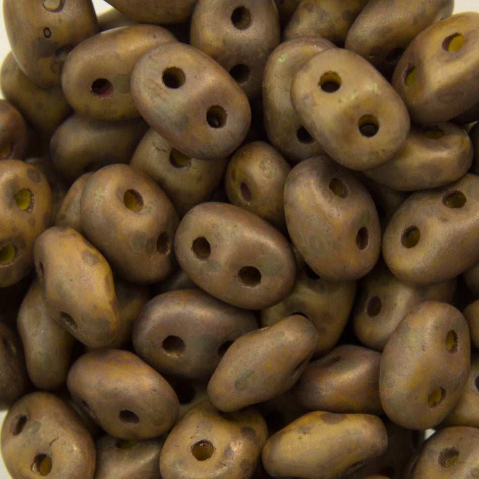 2/5MM MATUBO SUPERDUO Opaque Yellow Copper Picasso Beads