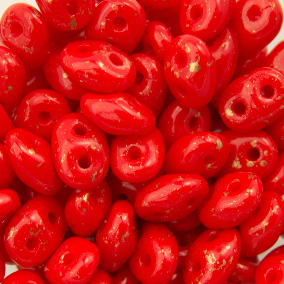 2/5MM MATUBO SUPERDUO Marbled Opaque Red Beads
