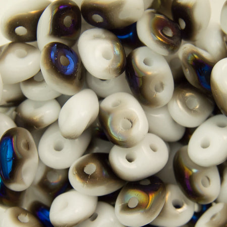 2/5MM MATUBO SUPERDUO Blue Iris / Opaque White Beads