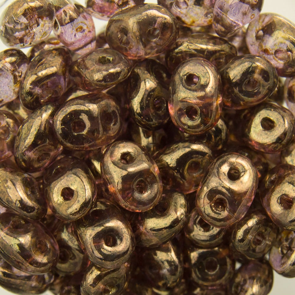 2/5MM MATUBO SUPERDUO Luster Transparent Gold / Smoky Topaz Beads