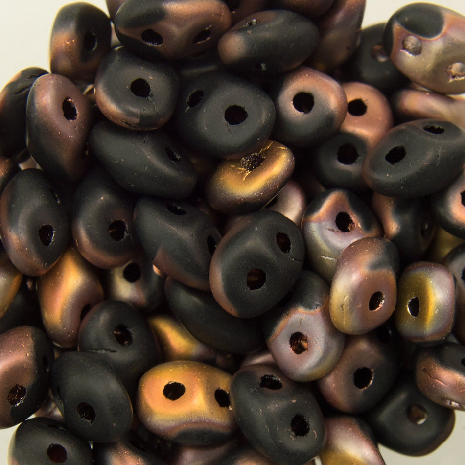 2/5MM MATUBO SUPERDUO Matte Apollo - Jet SuperDuo Beads