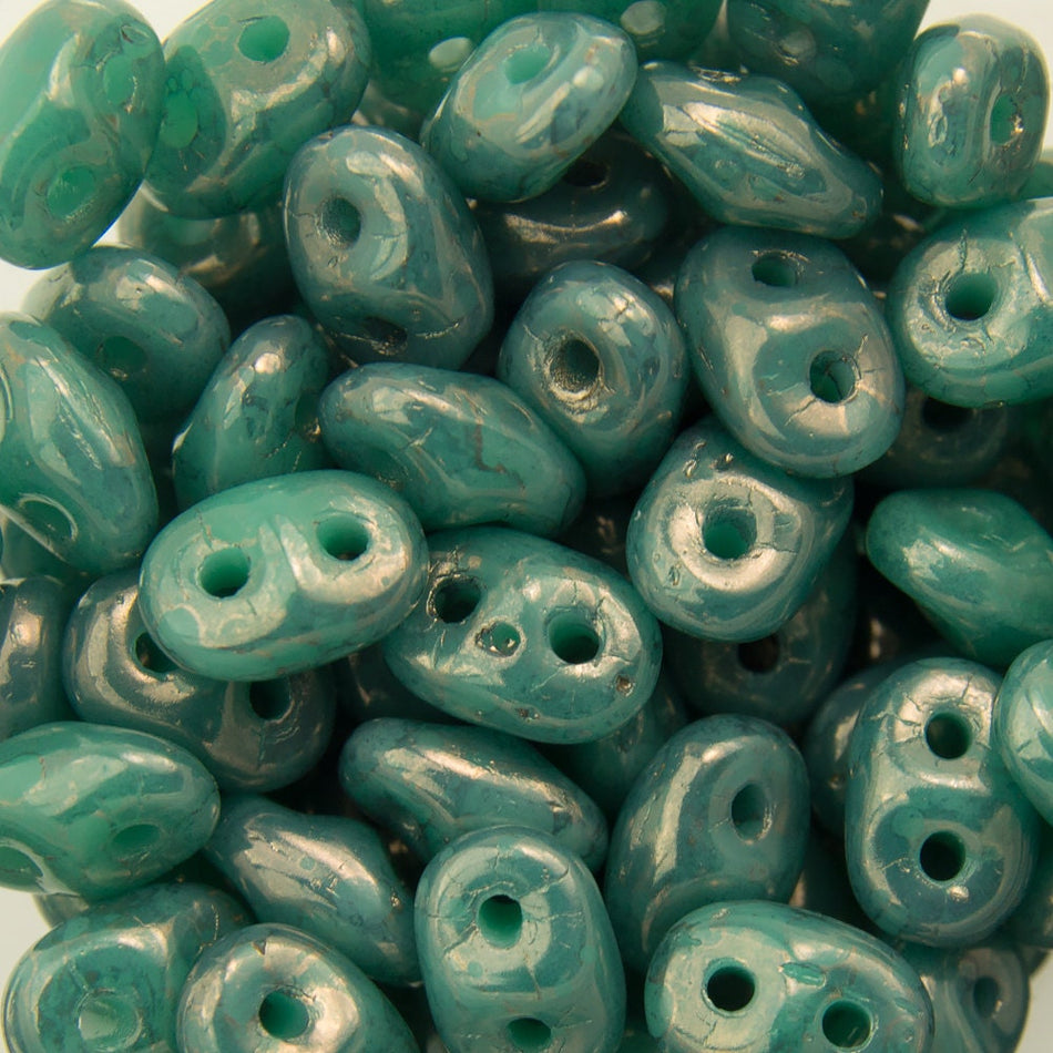 2/5MM MATUBO SUPERDUO Moon Dust Turquoise Beads