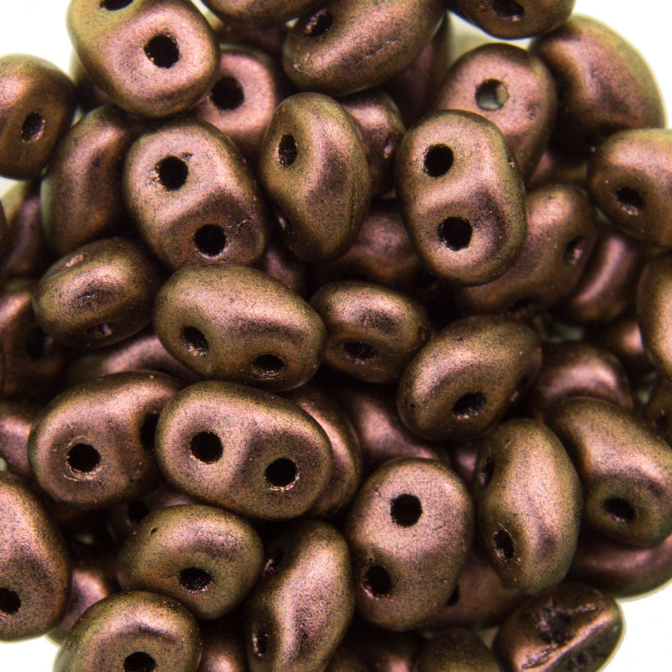 2/5MM MATUBO SUPERDUO Polychrome Copper Rose Beads