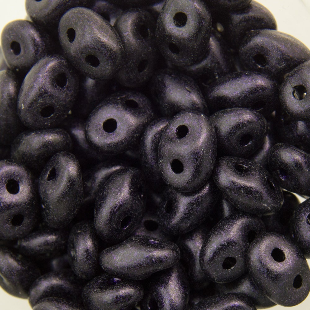 2/5MM MATUBO SUPERDUO Metallic Suede Dark Purple Beads