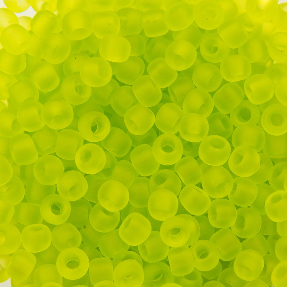 11/0 TOHO ROUND Transparent Frosted Lime Green Seed Bead (8g)