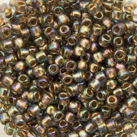 11/0 TOHO ROUND Gold Lined Rainbow Black Diamond Seed Bead (8g)
