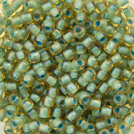 11/0 TOHO ROUND Inside Color Rainbow Light Topaz / Sea Foam Lined Seed Bead (8g)