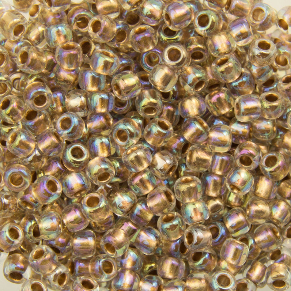 11/0 TOHO ROUND Gold Lined Rainbow Crystal Seed Bead (8g)