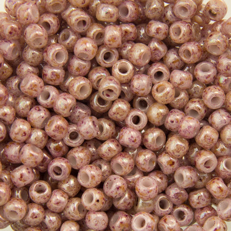 11/0 TOHO ROUND Marbled Opaque Beige / Pink Seed Bead (8g)