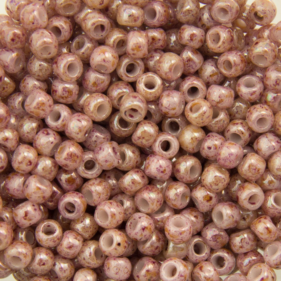 11/0 TOHO ROUND Marbled Opaque Beige / Pink Seed Bead (8g)