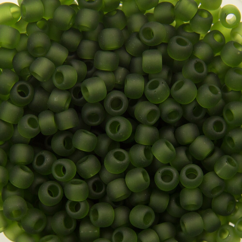 11/0 TOHO ROUND Transparent Frosted Olivine Seed Bead (8g)