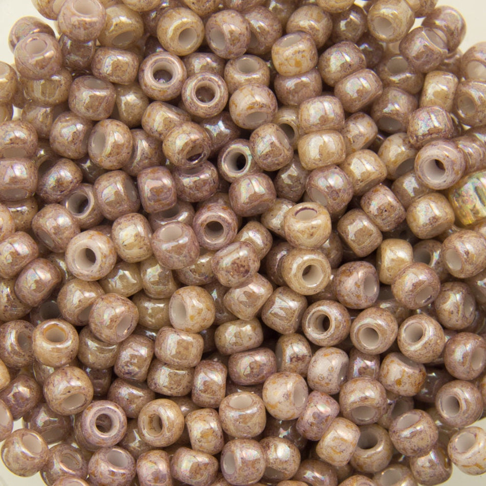 11/0 TOHO ROUND Marbled Opaque Pink / Amethyst Seed Bead (8g)