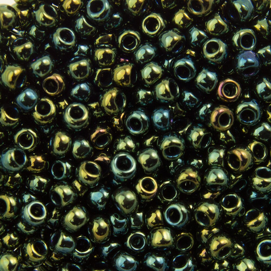 11/0 TOHO ROUND Metallic Iris Green / Brown Seed Bead (8g)