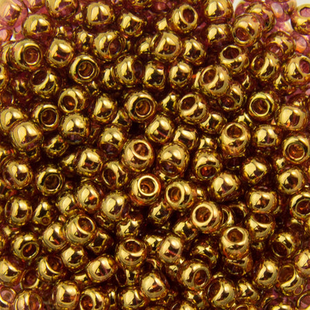 11/0 TOHO ROUND Gold Lustered Transparent Pink Seed Bead (8g)