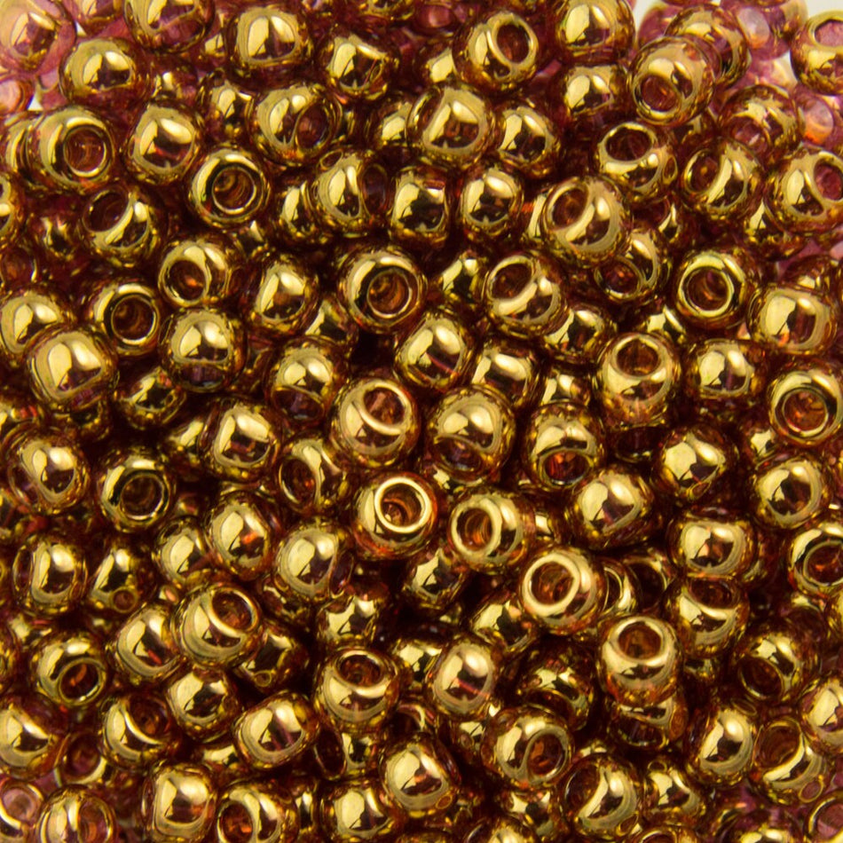 11/0 TOHO ROUND Gold Lustered Transparent Pink Seed Bead (8g)