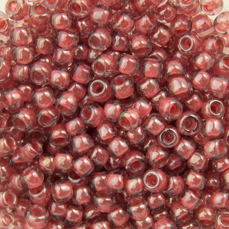 11/0 TOHO ROUND Translucent Lustered Rose / Mauve Lined Seed Bead (8g)
