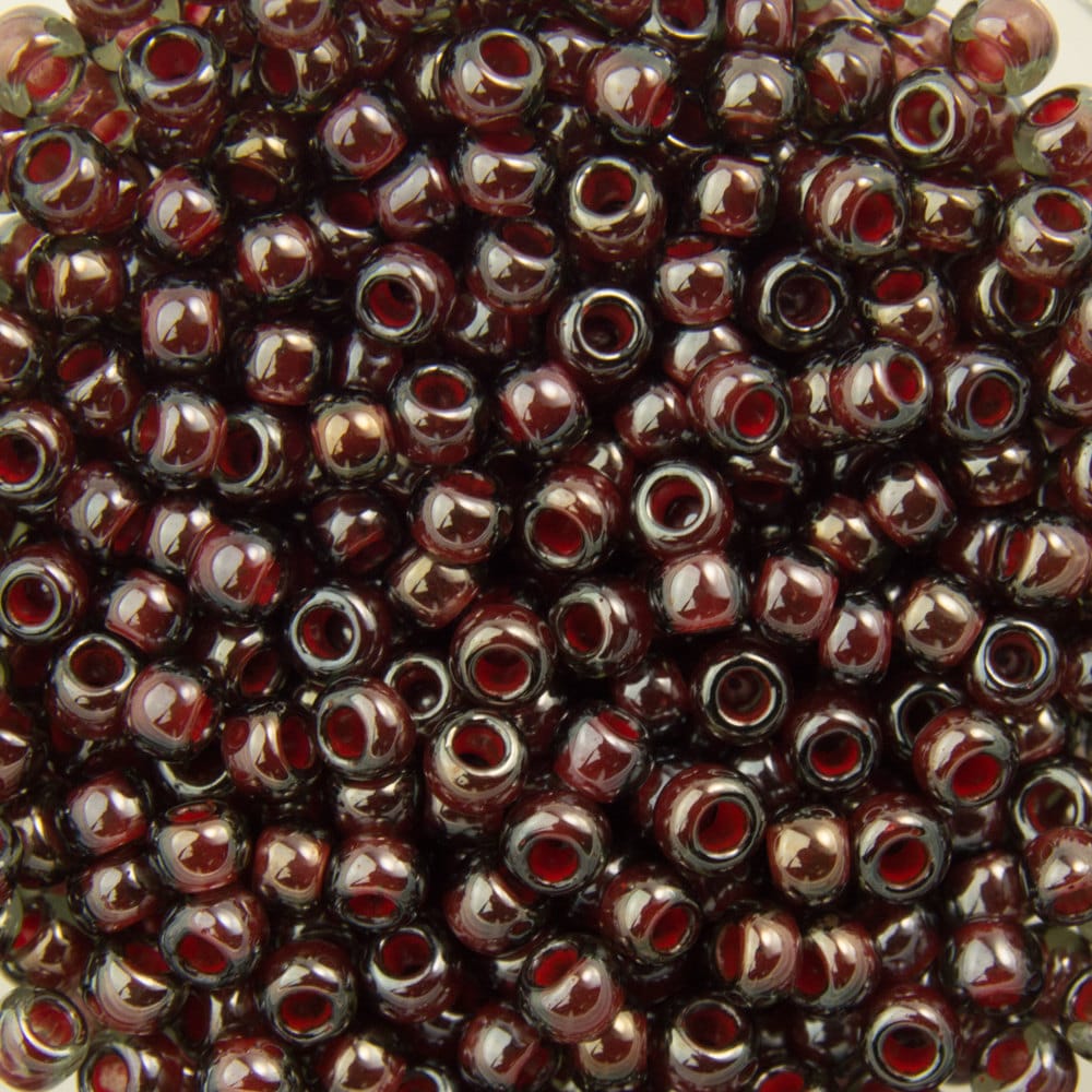 11/0 TOHO ROUND Inside Color Montana Blue / Oxblood Lined Seed Bead (8g)