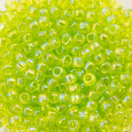 11/0 TOHO ROUND Transparent Rainbow Lime Green Seed Bead (8g)