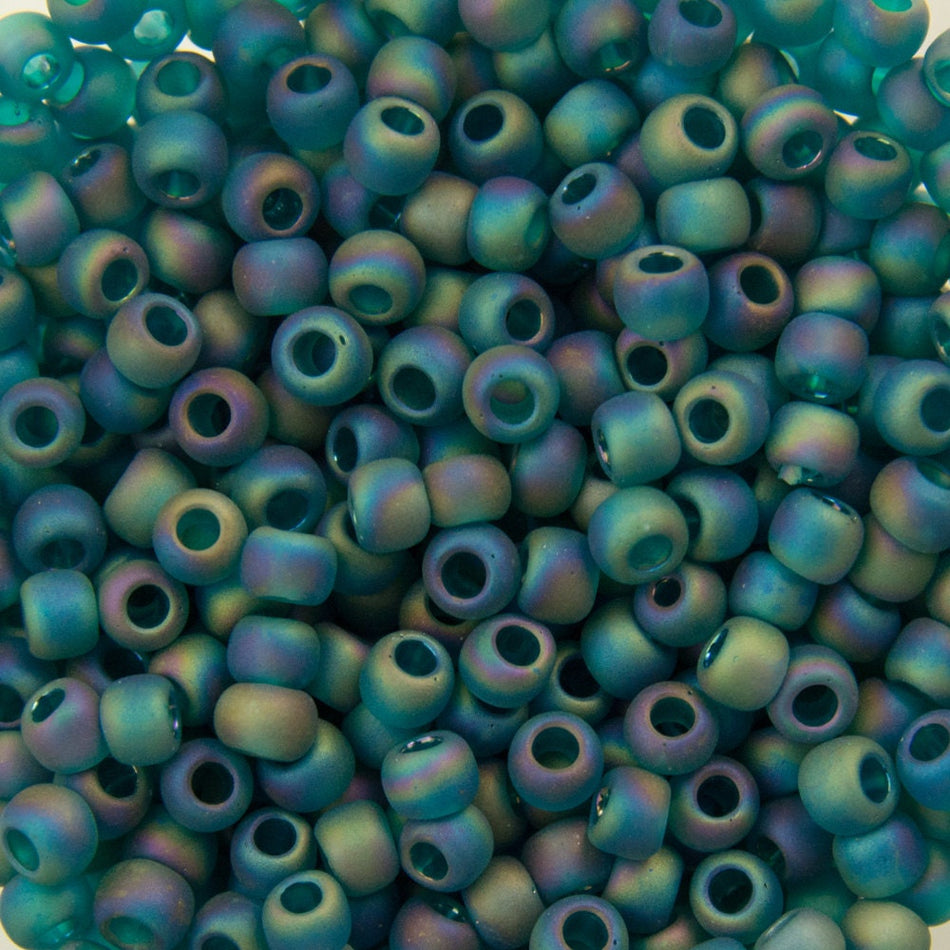 11/0 TOHO ROUND Transparent Rainbow Frosted Teal Seed Bead (8g)