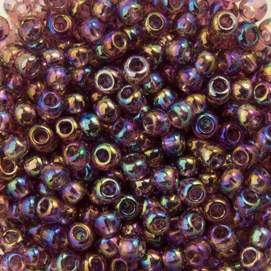 11/0 TOHO ROUND Transparent Rainbow Medium Amethyst Seed Bead (8g)