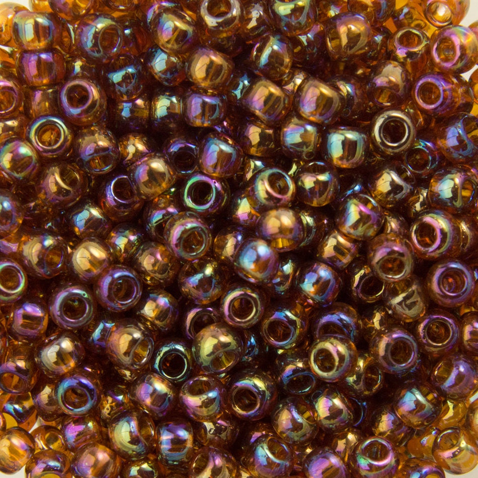 11/0 TOHO ROUND Transparent Rainbow Smoky Topaz Seed Bead (8g)
