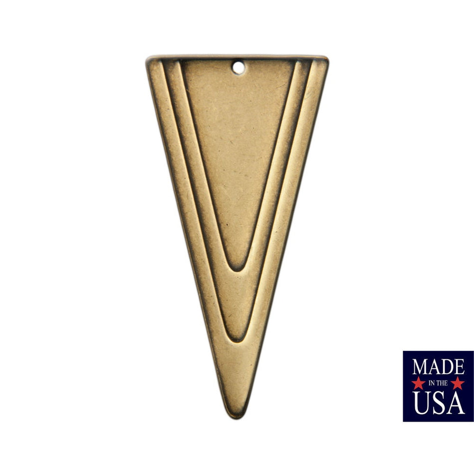 1 Bottom Hole Brass Ox Large Layered Deco Triangle Pendant (6) mtl200G