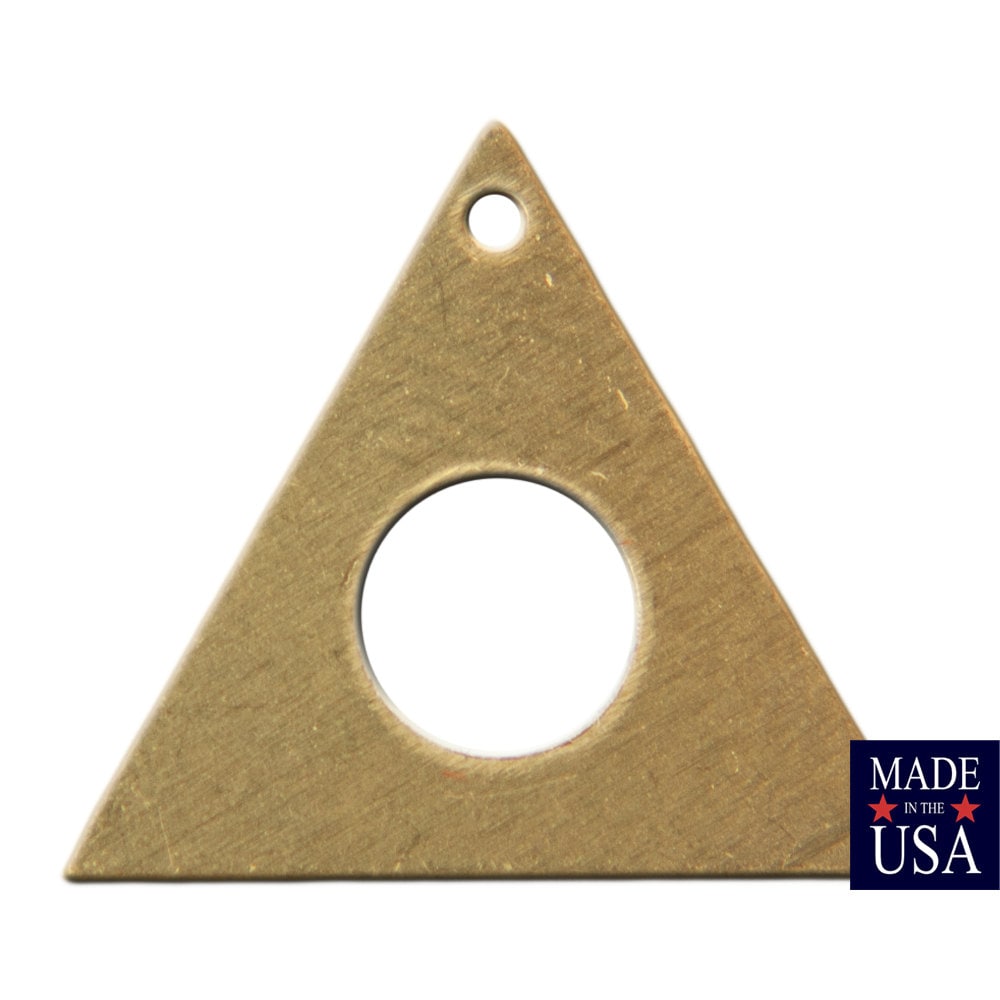 Top Hole Center Cutout Raw Brass Flat Triangle Charms Drops 17mm (6) mtl479B