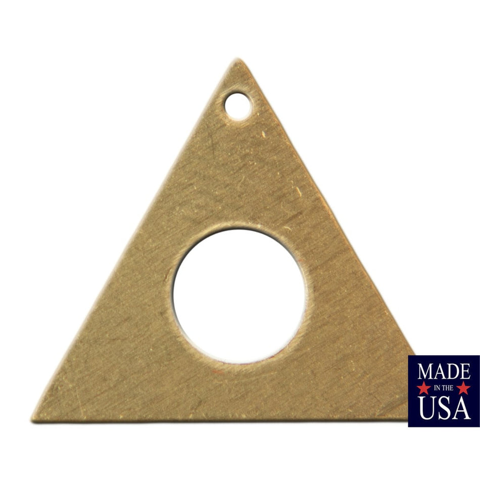 Top Hole Center Cutout Raw Brass Flat Triangle Charms Drops 17mm (6) mtl479B