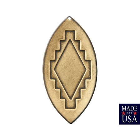 1 Hole Large Brass Ox Southwestern Drop / Pendant 65x33mm (2) mtl472B