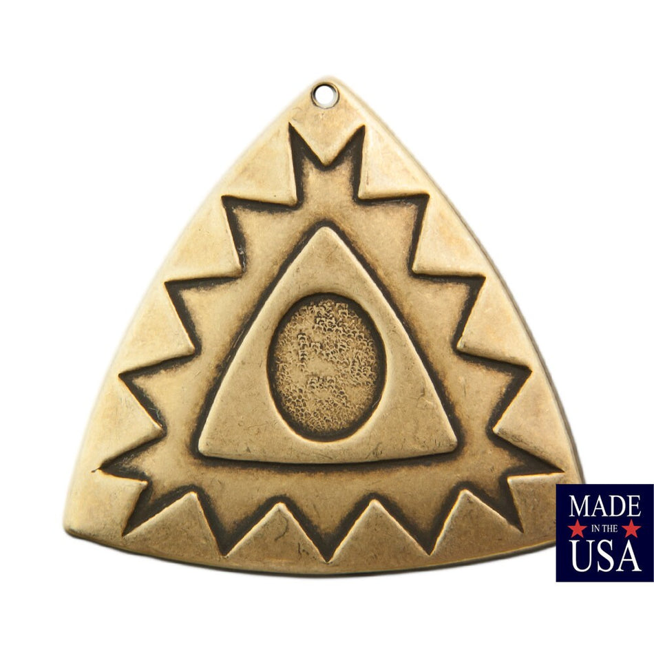 1 Hole Brass Ox Southwestern Drop / Pendant with Setting 38mm (4) mtl469B