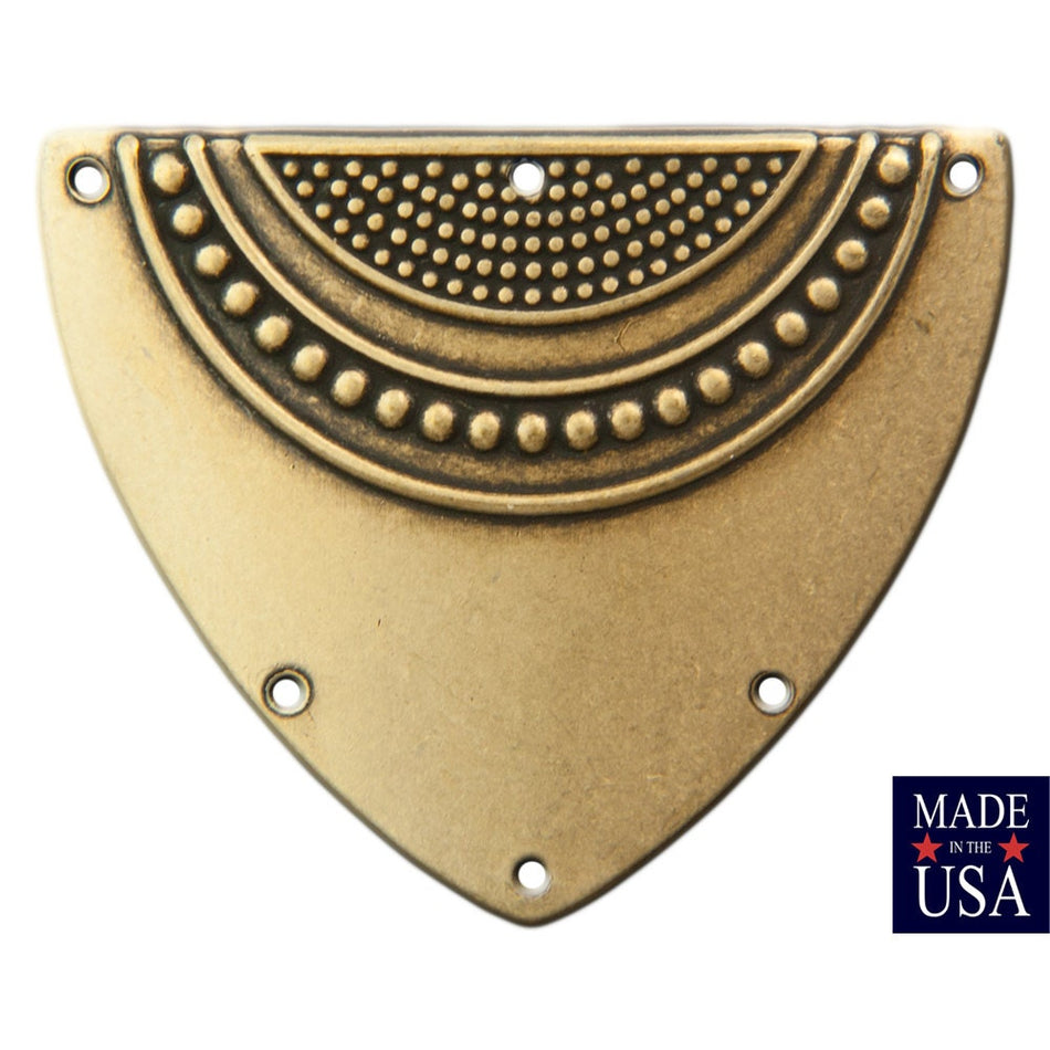 6 Hole Brass Ox Dapped Triangle Shield Tribal Pendant Connector (4) mtl180C