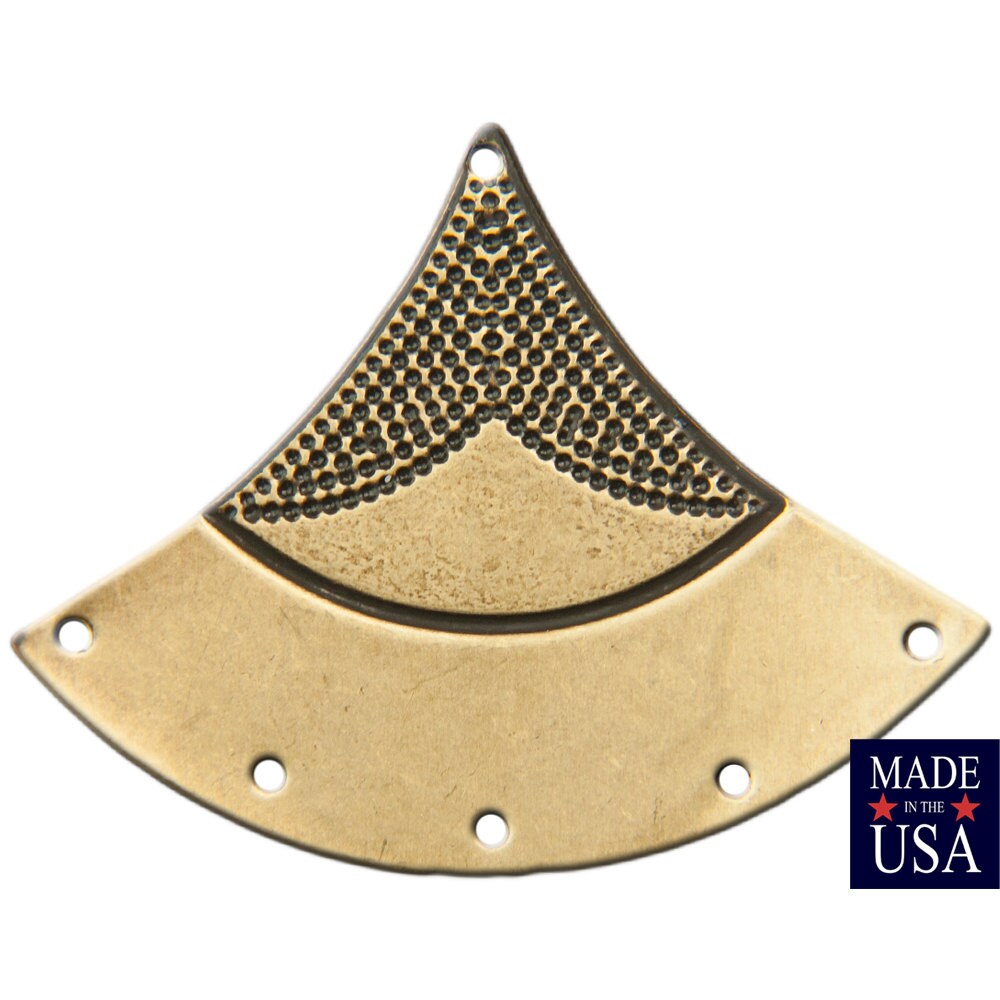 6 Hole Brass Ox Dapped Triangle Tribal Pendant Connector (4) mtl180E