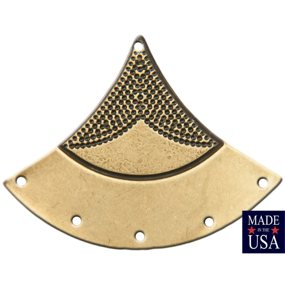 6 Hole Brass Ox Dapped Triangle Tribal Pendant Connector (4) mtl180E