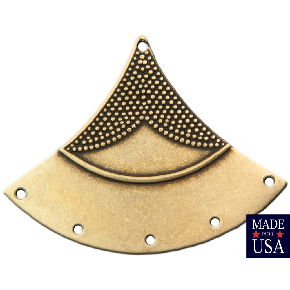 6 Hole Brass Ox Dapped Triangle Tribal Pendant Connector (4) mtl180E