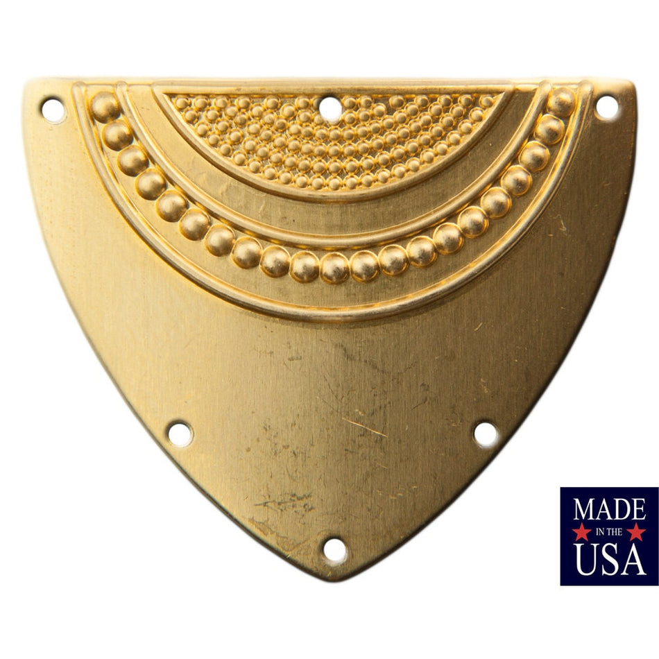 6 Hole Raw Brass Dapped Triangle Shield Tribal Pendant Connector (4) mtl180A