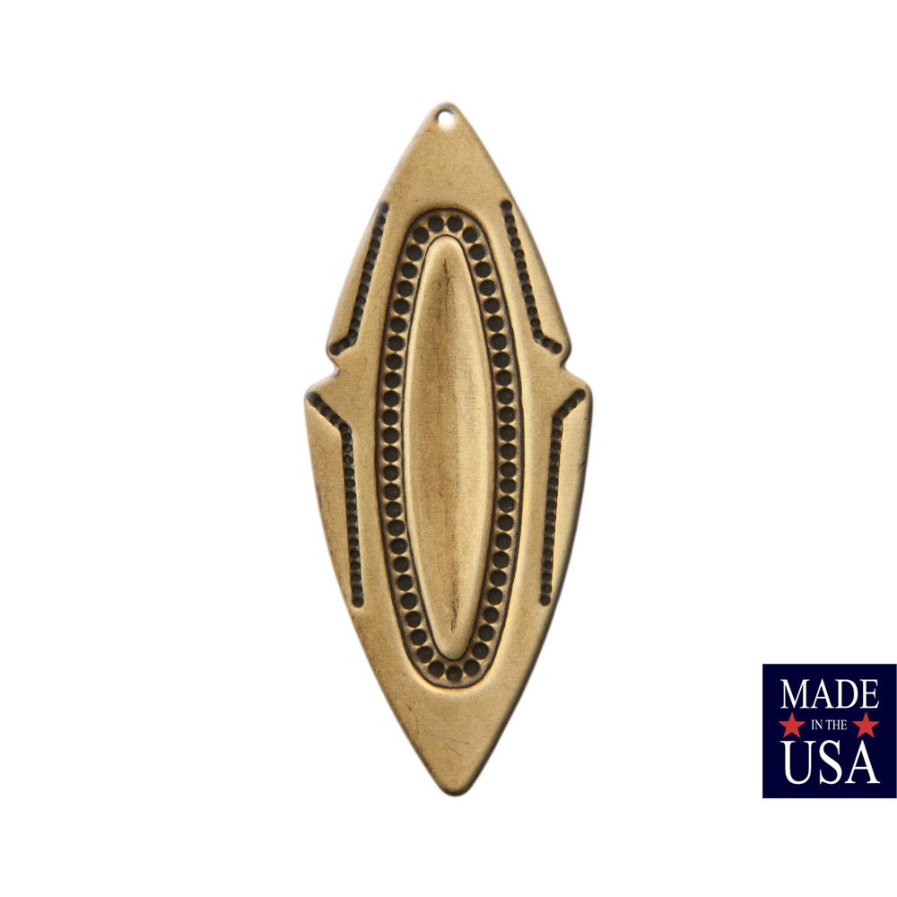 1 Hole Large Brass Ox Southwestern Drop / Pendant 63x27mm (4) mtl473B