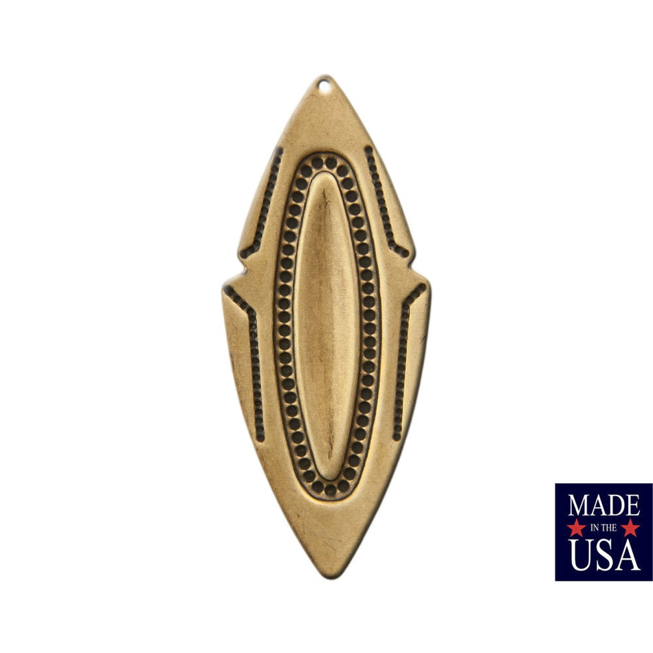 1 Hole Large Brass Ox Southwestern Drop / Pendant 63x27mm (4) mtl473B