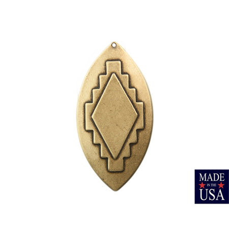 1 Hole Medium Brass Ox Southwestern Drop / Pendant 47x23mm (4) mtl470B